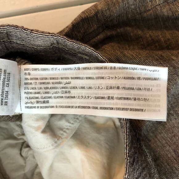 Abercrombie & Fitch Mens Stretch Shorts Cotton Linen Blend Drawstring Beige XXL - Picture 4 of 4